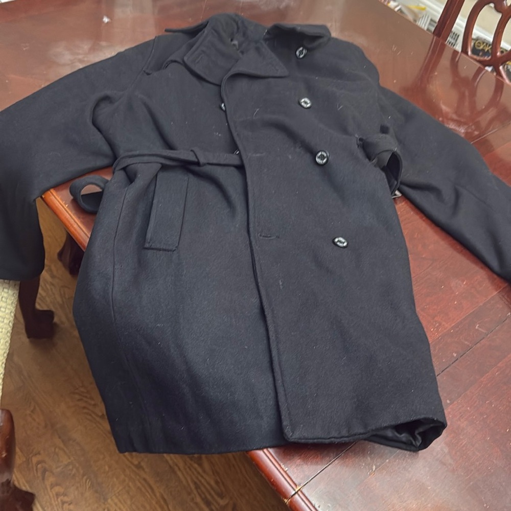Black Wool Steve Harvey Dress coat.  Nice.  With belt.